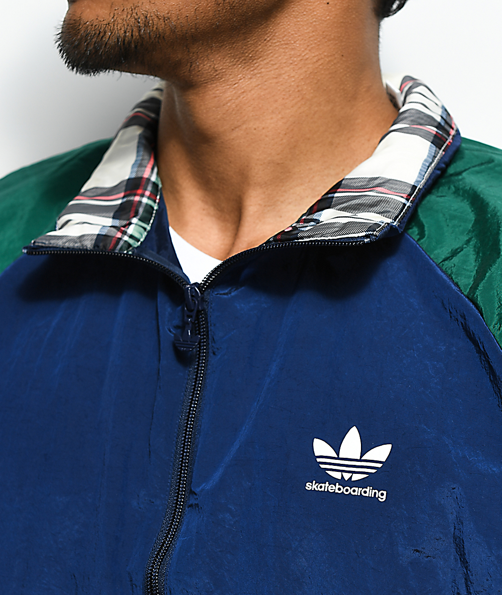 Adidas blue green & white lightweight track jacket Clearance