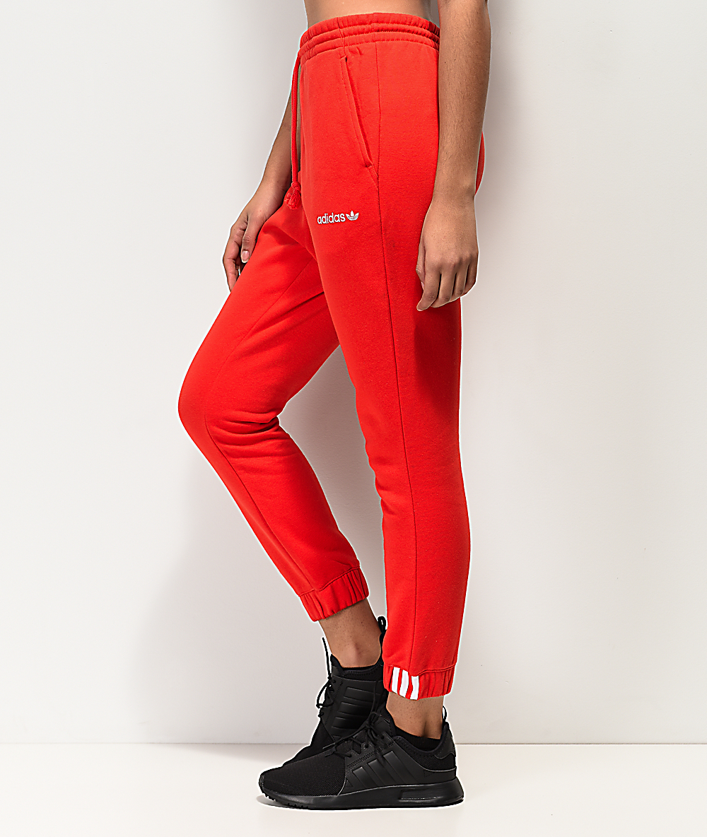 red adidas sweatpants womens