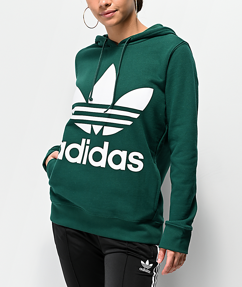 dark green adidas trefoil hoodie 