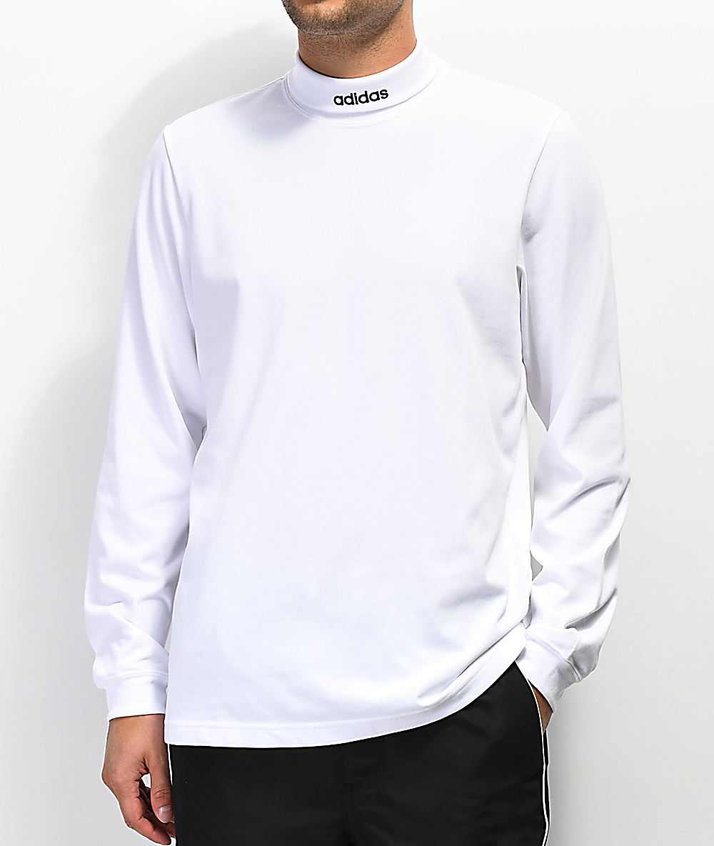 Adidas High Collar White Long Sleeve T Shirt Zumiez
