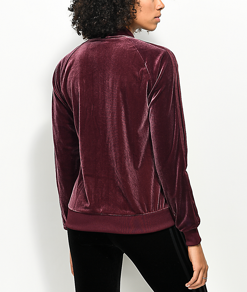 adidas velour tracksuit womens burgundy