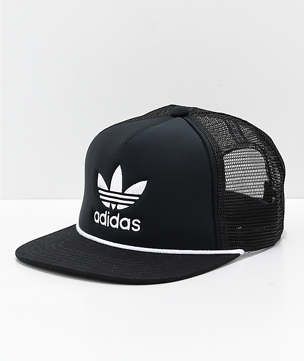 black adidas trucker hat