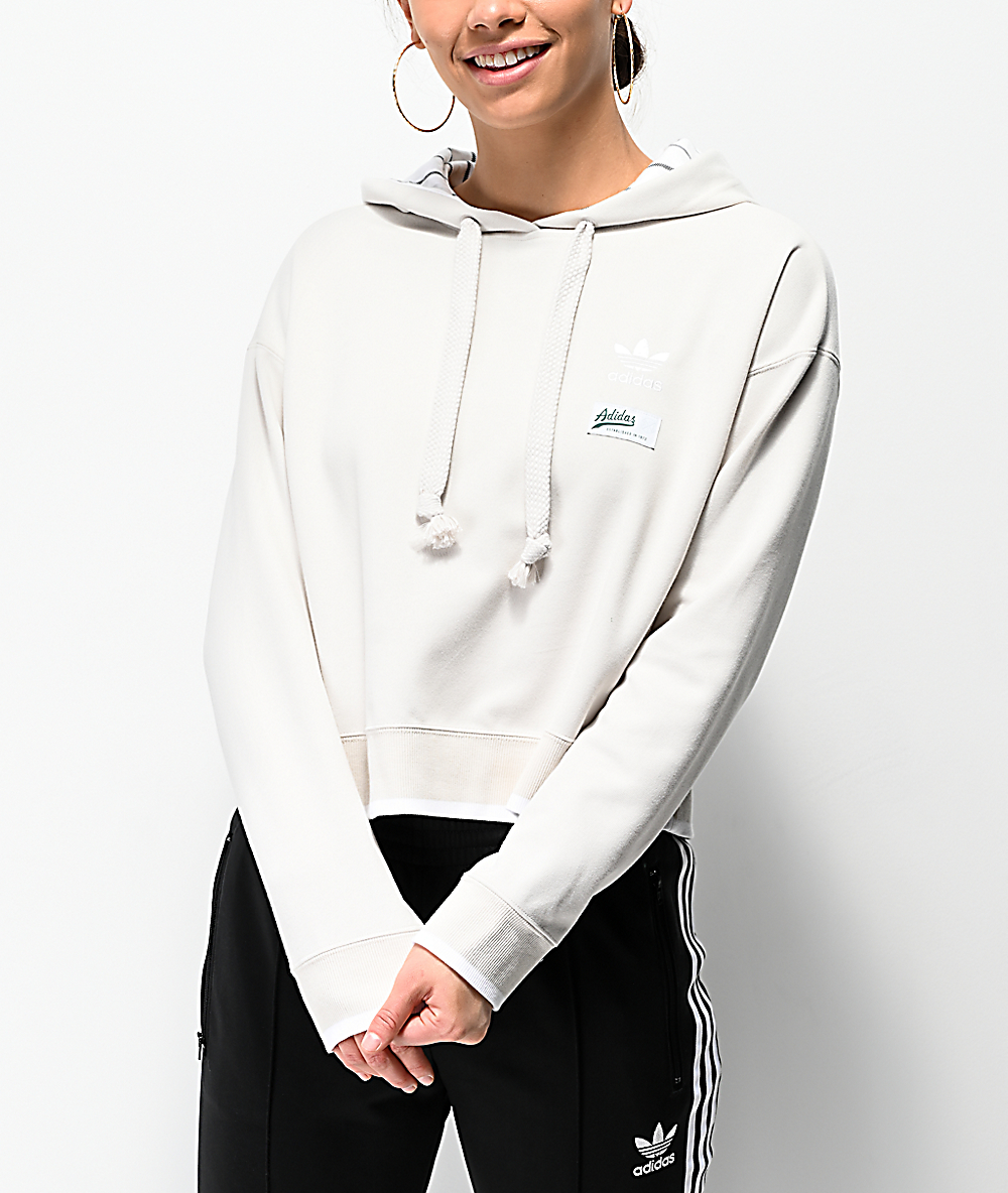 grey adidas cropped hoodie