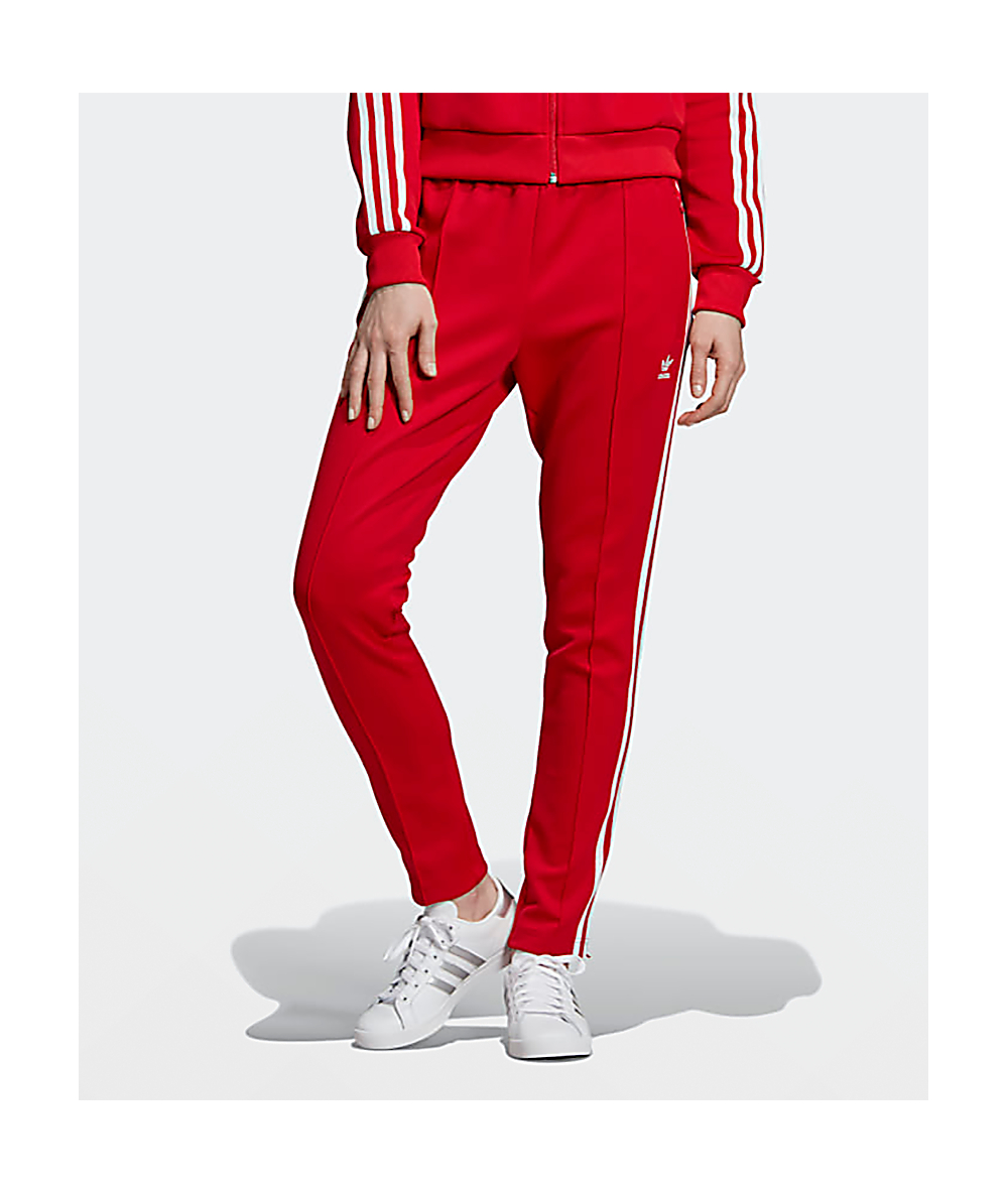 adidas sst track pants womens red