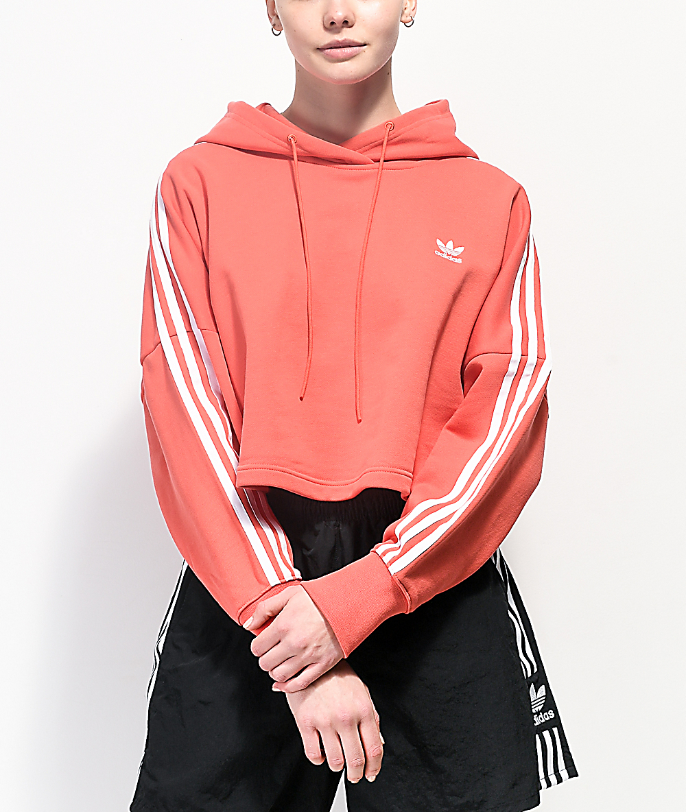 orange adidas cropped hoodie