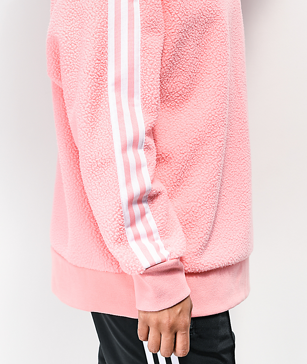 pink sherpa quarter zip hoodie