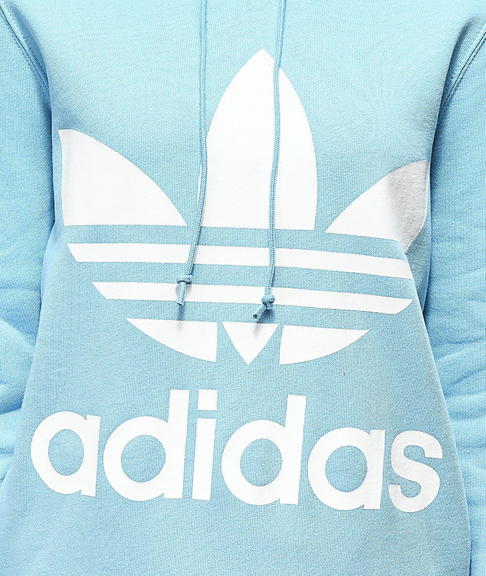 adidas trefoil logo light blue hoodie