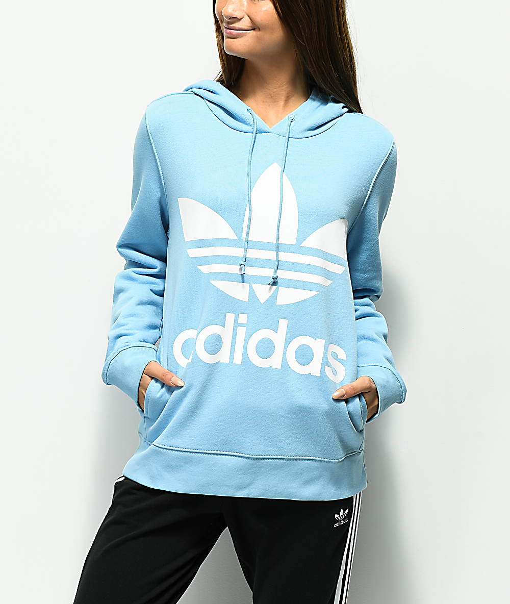 blue adidas trefoil hoodie