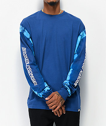 Broken Promises Powerglide Navy & Black Tie Dye Long Sleeve T-Shirt