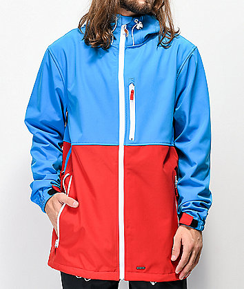 Empyre Pine Softshell 10k chaqueta de snowboard azul y roja