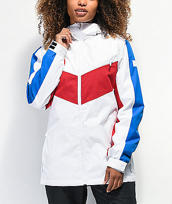 Empyre Stacey 10K chaqueta de snowboard roja, blanca y azul