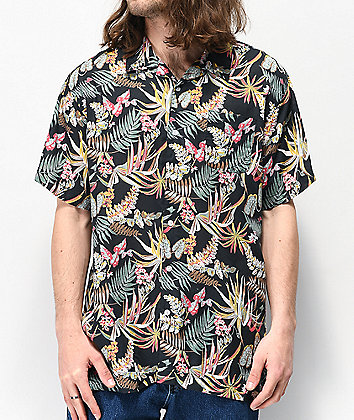 Imperial Motion Kingpin Navy Floral Woven Short Sleeve Button Up Shirt