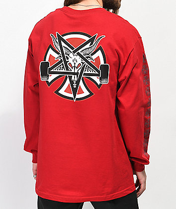 Independent x Thrasher Pentagram camiseta roja de manga larga