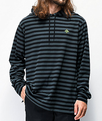 LRG Infringement Slate Green & Black Stripe Hooded Long Sleeve T-Shirt