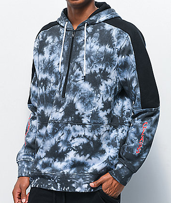 Lurking Class by Sketchy Tank Bloody Marble Black & White Tie Dye Half Zip Hoodie