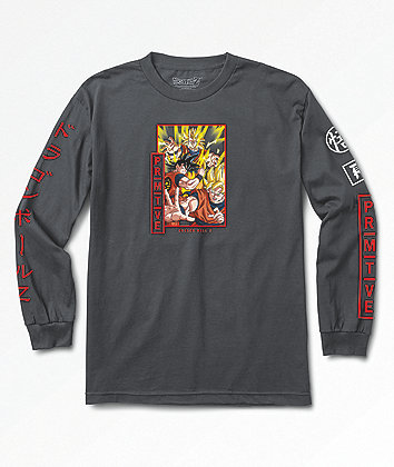 Primitive x Dragon Ball Z Super Saiyan Goku Charcoal Long Sleeve T-Shirt