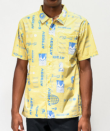 Primitive x Dragon Ball Z Vegeta Yellow Short Sleeve Button Up Shirt