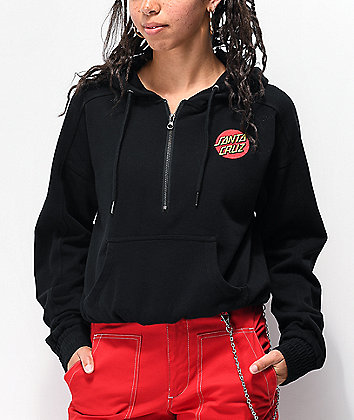 Santa Cruz Classic Dot sudadera con capucha negra con media cremallera