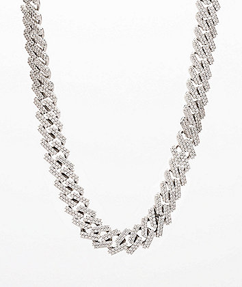 The Gold Gods 15mm Straight Edge 22" White Gold Cuban Link Chain Necklace