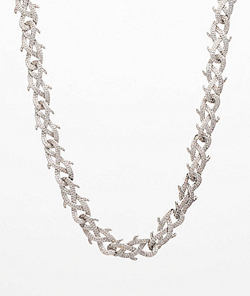 The Gold Gods Crown Of Thorns Diamond 18" White Gold Chain Necklace