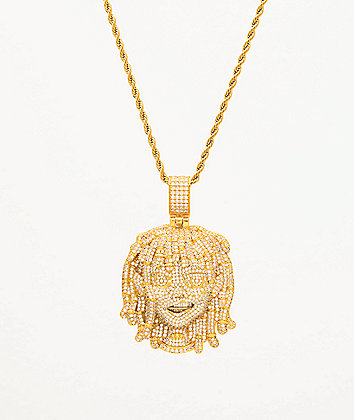 The Gold Gods x Lil Pump Full Iced Face 22" Yellow Gold Necklace