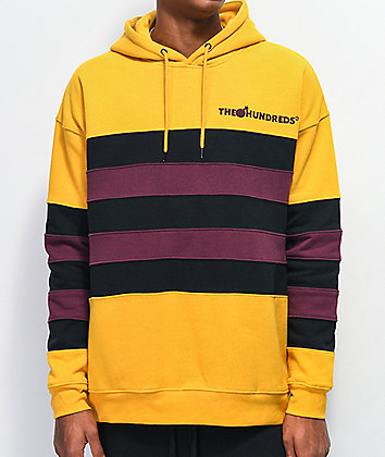 The Hundreds Passons sudadera con capucha dorada y borgoña de rayas
