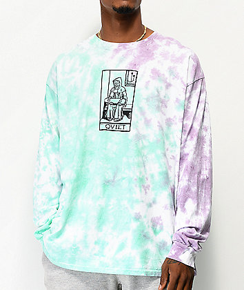 The Quiet Life Monk camiseta de manga larga de tie dye morado y verde