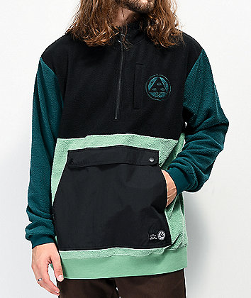 Welcome Talisman Black, Green & Dark Turquoise Anorak Fleece Jacket