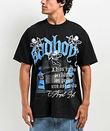 SADBOYZ by Junior H Rhinestone Logo Black T-Shirt