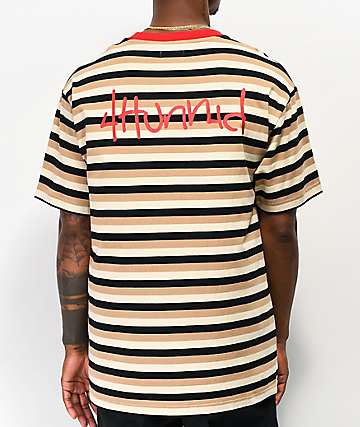 red and black stripe t shirt