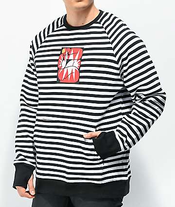 black graphic crew neck