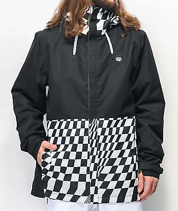686 Foundation Checker 10k chaqueta de snowboard negra y blanca