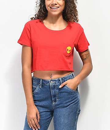 A-Lab Ballina Alien camiseta corta roja con bolsillo