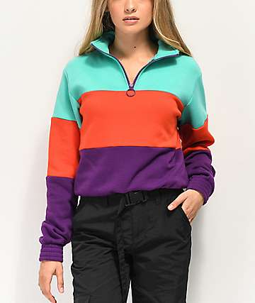 A-Lab Marion sudadera con cremallera verde azulado, roja y morada