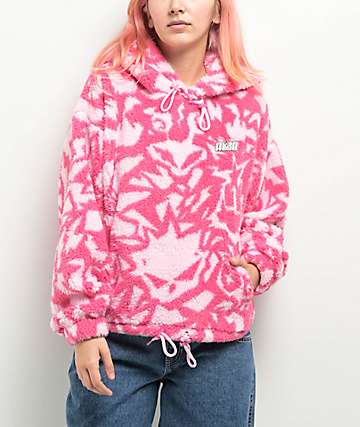 A.LAB Kadley Pink Tulle & Carmine Rose Sherpa Hoodie - 