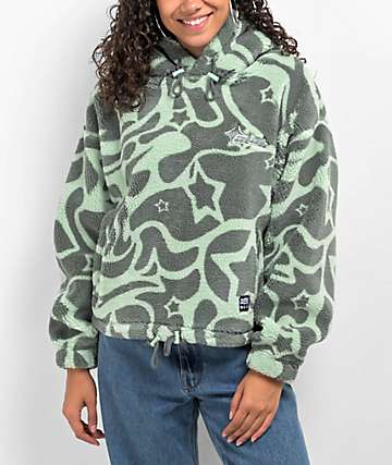 A.LAB Kendallie Warpy Star Jade Fleece Hoodie -
