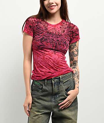 Affliction Jump Burgundy T-Shirt