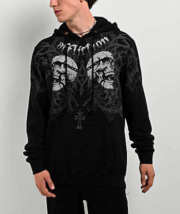 Affliction x Haunted Mound Harold Black Wash Zip Hoodie