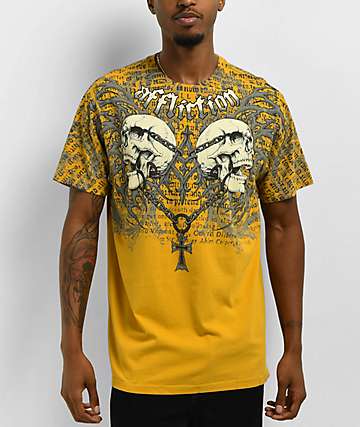 Affliction Crows Red 2fer Crop T-Shirt