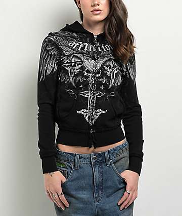 Affliction Death Eyes Black Zip Hoodie - 