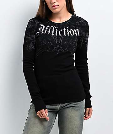 Affliction Simulation Black Thermal Long Sleeve T-Shirt