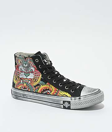 Affliction Electric Storm Black High Leg Bikini Bottom