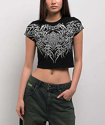 Affliction Broken Heart Rhinestone Pink Triangle Bikini Top