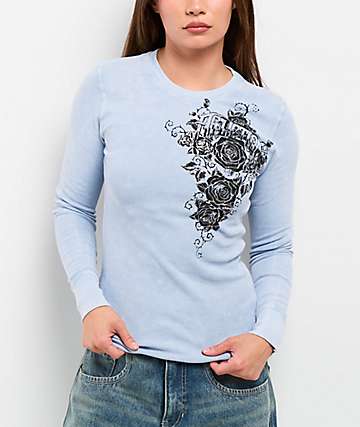 Affliction Angels Distressed Grey Wash Boxy Crop Hoodie