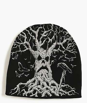 Affliction x Haunted Mound Harold Black Reversible Skully Beanie - 