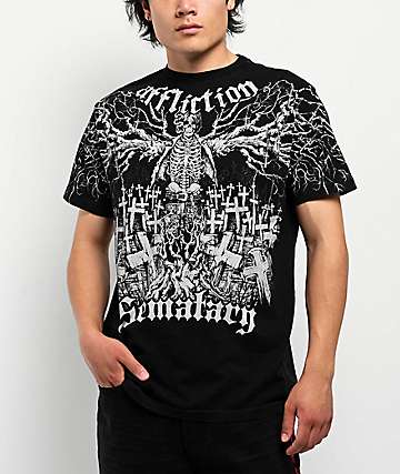 Affliction x Haunted Mound Jacko Man Black Wash T-Shirt | Zumiez