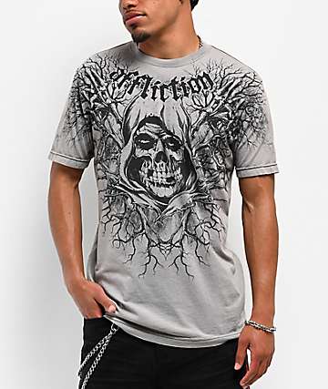 Affliction x Misfits Reaper Grey T-Shirt - 