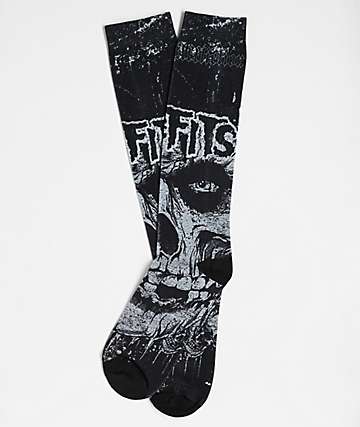Affliction x Misfits Skully Black Crew Socks - 
