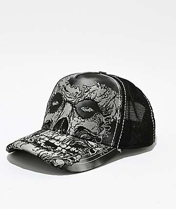 Affliction x Misfits Skully Black Trucker Hat - 