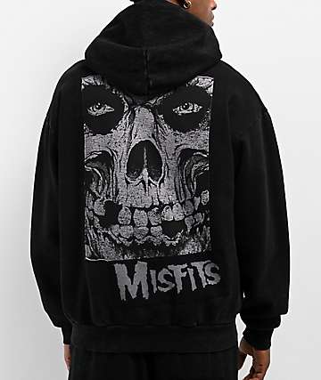 Affliction x Misfits Skully Black Wash Zip Hoodie - 